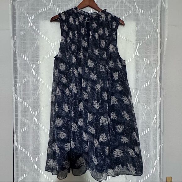 Joie Sleeveless High Neck Dark Blue Floral Mini Dress - Picture 6 of 8